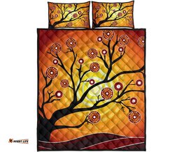 Aboriginal Quilt Bed Set Tree In Spring Season