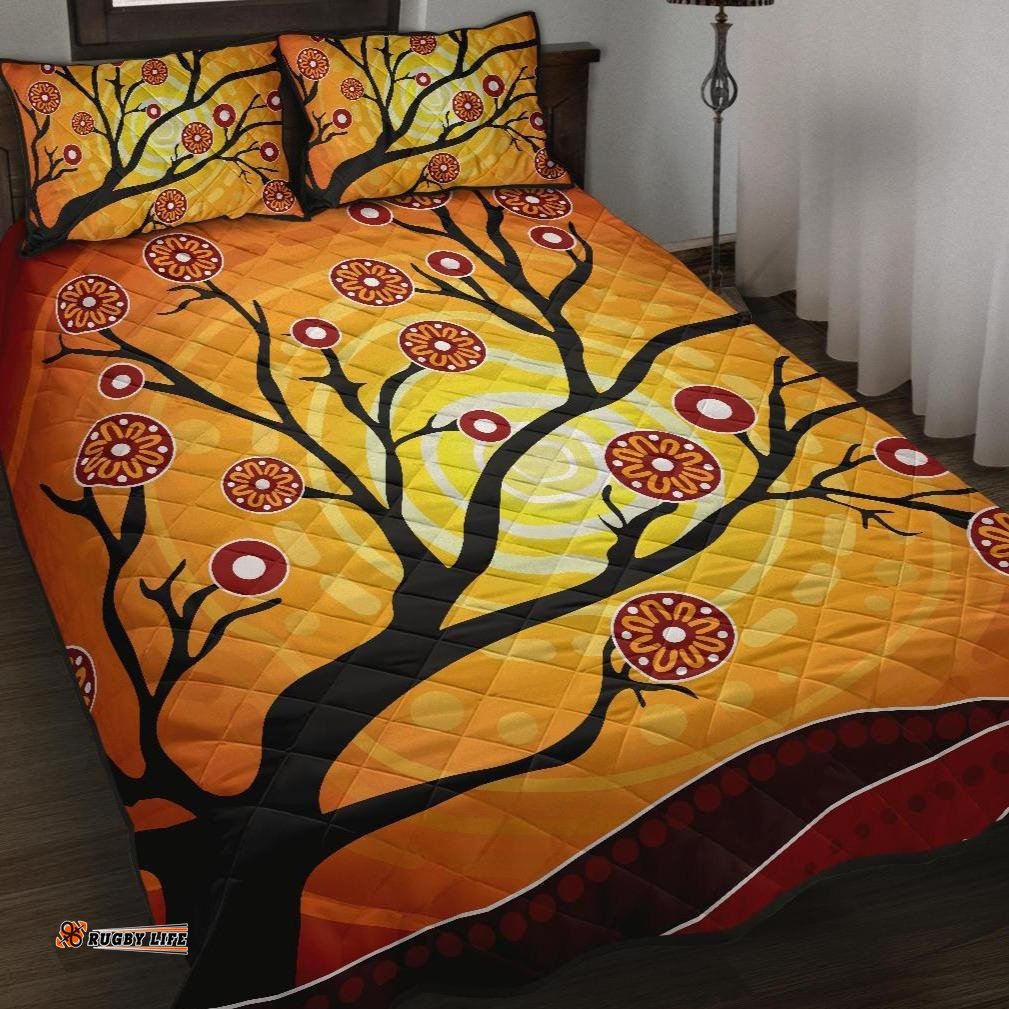 Aboriginal Quilt Bed Set Tree In Spring Season