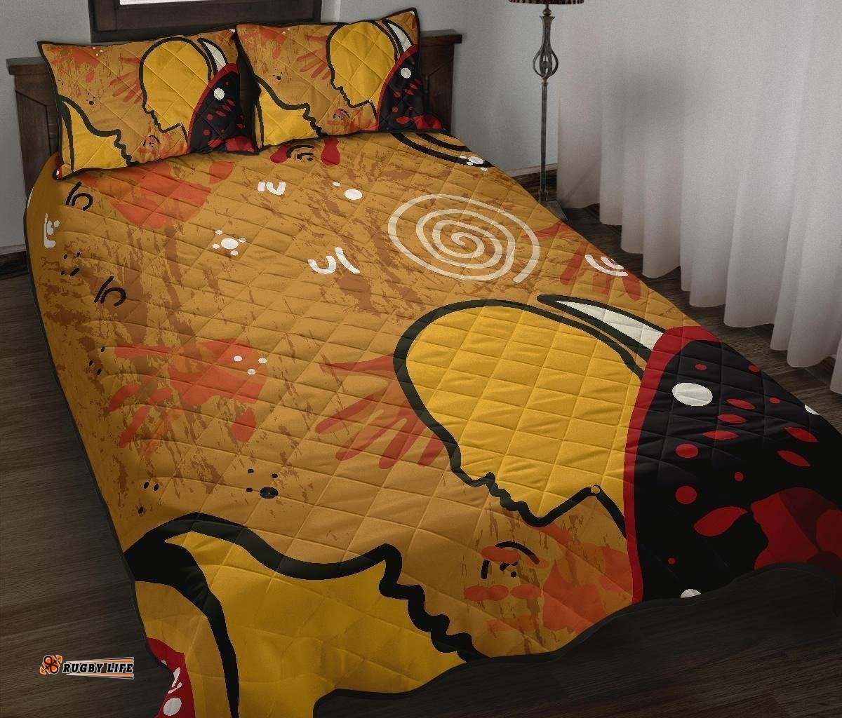 Aboriginal Quilt Bed Set, Mother and Son Hand Art