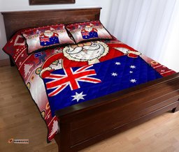 Christmas Quilt Bed Set Australia Santa Claus Hold The Flag Red