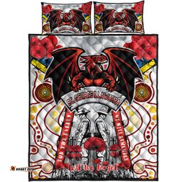 St. George Rugby ANZAC Day Watercolour Custom Quilt Bed Set Remembrance Dragons With Poppy Flower