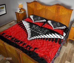New Zealand ANZAC Quilt Bed Set, Lest We Forget Silver Fern Quilt And Pillow Cover Red