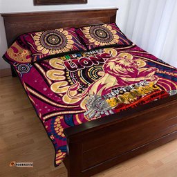 brisbane lions naidoc week 2024 quilt bed set mascot football dt02