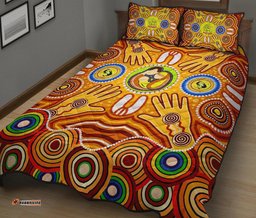 quilt bed sets aboriginal family with dot painting art 01