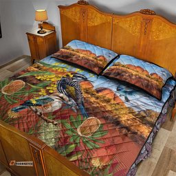 Australia Native Bird Uluru Ayers Rock Quilt Bed Set