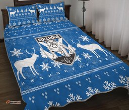 canterbury bankstown bulldogs quilt bed set christmas ugly style