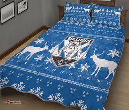 canterbury bankstown bulldogs quilt bed set christmas ugly style