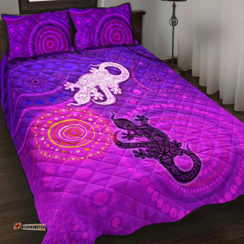 Aboriginal Art Lizards Quilt Bed Set Indigenous Unique Vibes
