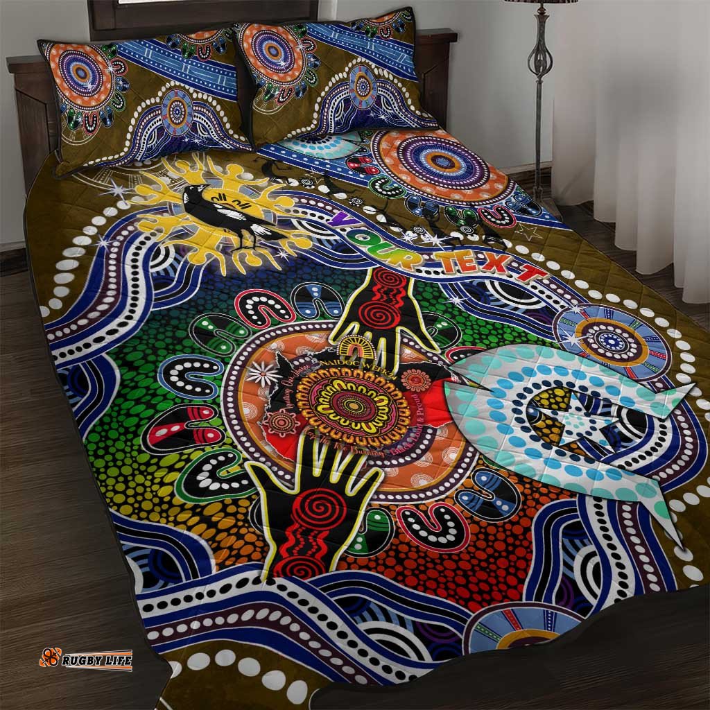 custom naidoc week 2024 collingwood magpies quilt bed set australia aboriginal dot painting dt02