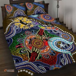 custom naidoc week 2024 collingwood magpies quilt bed set australia aboriginal dot painting dt02