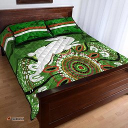 Custom Personalised South Sydney Rabbitohs ANZAC Quilt Bed Set Indigenous Vibes Green