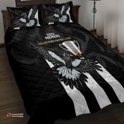 AFL Collingwood Quilt Bed Set Magpies Premiers With Trophy Proud
