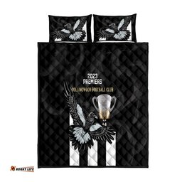 AFL Collingwood Quilt Bed Set Magpies Premiers With Trophy Proud