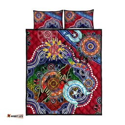 custom naidoc week 2024 melbourne demons quilt bed set australia aboriginal dot painting dt02