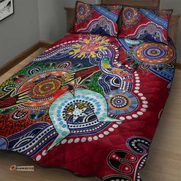 custom naidoc week 2024 melbourne demons quilt bed set australia aboriginal dot painting dt02