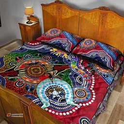 custom naidoc week 2024 melbourne demons quilt bed set australia aboriginal dot painting dt02