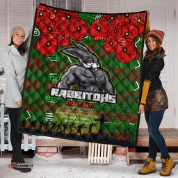 Rabbitohs Rugby Quilt Aboriginal South Sydney Rabbitohs ANZAC '' Lest We Forget '' With Poppy Flower Quilt