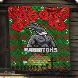 Rabbitohs Rugby Quilt Aboriginal South Sydney Rabbitohs ANZAC '' Lest We Forget '' With Poppy Flower Quilt