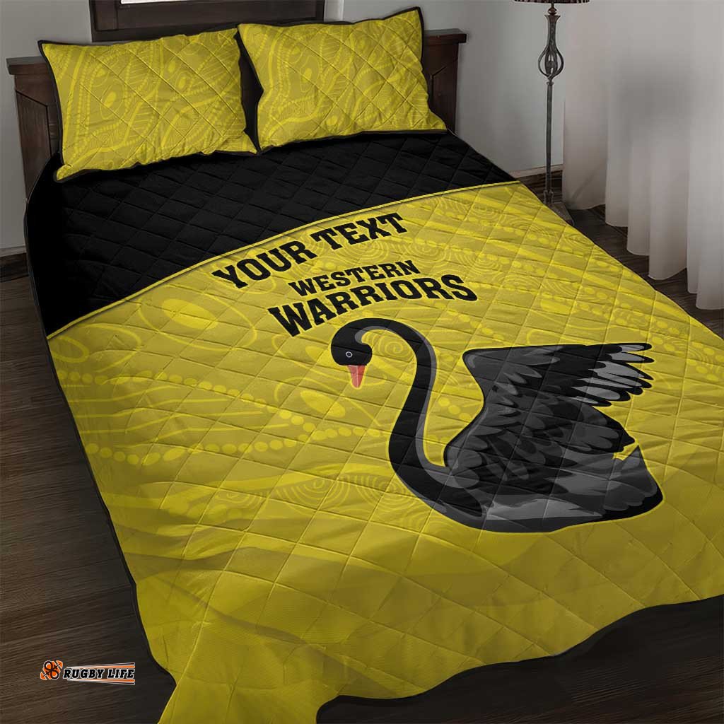 Custom Western Australia Cricket Quilt Bed Set Go Warriors Black Swans Aboriginal Art