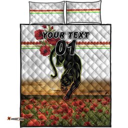 Custom Personalised Penrith Panthers ANZAC Quilt Bed Set Poppy Flowers Vibes White