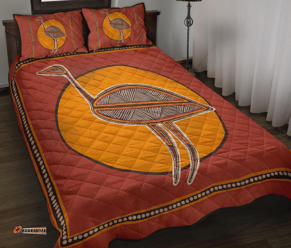 Aboriginal Quilt Bed Set Indigenous Emu
