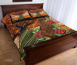 Aboriginal Quilt Bed Set Kangaroo With Indigenous Tree
