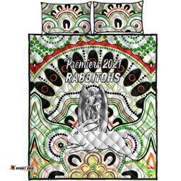 South Sydney Rabbitohs Quilt Bed Set Indigenous Premiers Trophy White