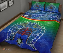 Quilt Bed Set Torres Strait Symbol With Aboriginal Patterns