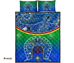 Quilt Bed Set Torres Strait Symbol With Aboriginal Patterns