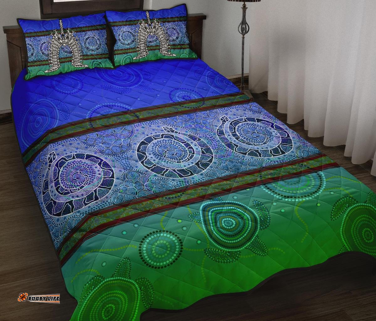 Quilt Bed Set Turtle With Dhari Mask Snake Patterns
