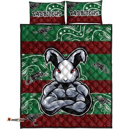Rabbitohs Quilt Bed Set Custom Indigenous Super Rabbitohs Quilt Bed Set