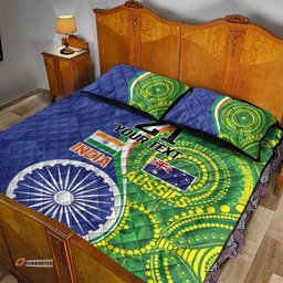 India Vs Australian Cricket Custom Quilt Bed Set Ashoka Chakra and Aboriginal Together