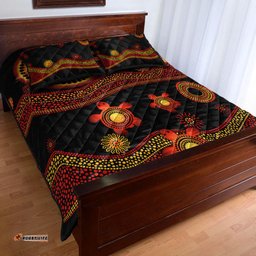aboriginal indigenous flag vibes quilt bed set turtle
