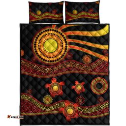 aboriginal indigenous flag vibes quilt bed set turtle