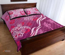 Pink Turtle Hibiscus Quilt Bed Set