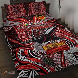 essendon bombers naidoc week 2024 quilt bed set mascot football dt02