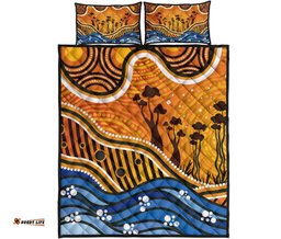 Aboriginal Quilt Bed Set Boab Tree Dot Painting Art Vero2