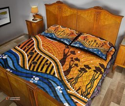 Aboriginal Quilt Bed Set Boab Tree Dot Painting Art Vero2
