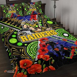 raiders rugby anzac aboriginal quilt bed set canberra raiders with anzac day poppy flower quilt bed set