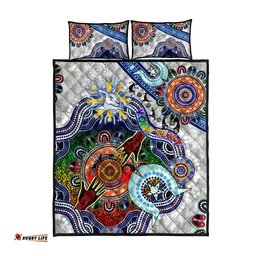 custom naidoc week 2024 north melbourne kangaroos quilt bed set australia aboriginal dot painting dt02