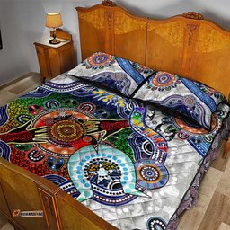 custom naidoc week 2024 north melbourne kangaroos quilt bed set australia aboriginal dot painting dt02