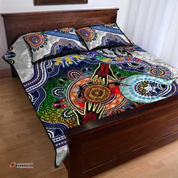 custom naidoc week 2024 north melbourne kangaroos quilt bed set australia aboriginal dot painting dt02