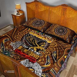 hawthorn hawks naidoc week 2024 quilt bed set mascot football dt02