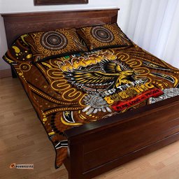 hawthorn hawks naidoc week 2024 quilt bed set mascot football dt02