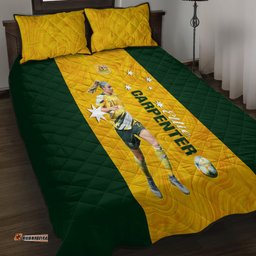Australia Soccer Quilt Bed Set Ellie Carpenter Matildas Gold Version