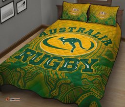 Aboriginal Quilt Bed Set, Australia Rugby and Coat Of Arms Ver01