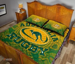 Aboriginal Quilt Bed Set, Australia Rugby and Coat Of Arms Ver01