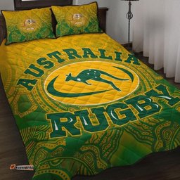 Aboriginal Quilt Bed Set, Australia Rugby and Coat Of Arms Ver01