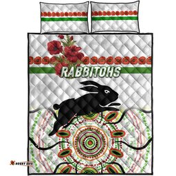 South Sydney Rabbitohs ANZAC Quilt Bed Set Indigenous Vibes White