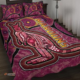 Maroons Rugby Quilt Bed Set Custom Maroons Kangaroo Quilt Bed Set